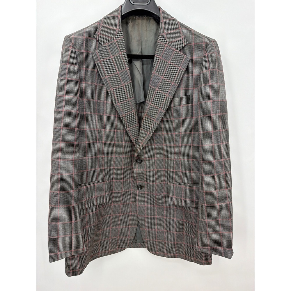 Vintage Rogers Peet Pure Virgin Wool Plaid Houndstooth Blazer 41 R Union USA